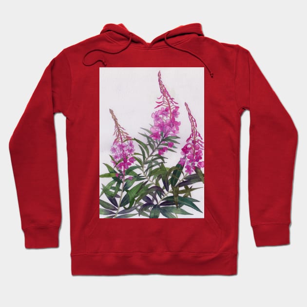 Willowherb watercolour painting Hoodie by esvb